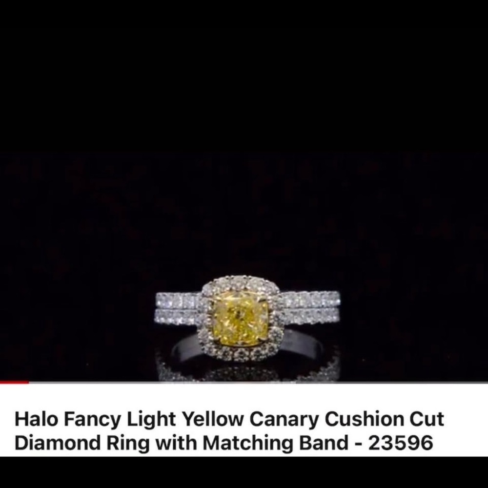 GIA 3.01 CT CANARY DIAMOND 14K WHITE GOLD BRIDAL AND ANNIVERSARY RING SET - Picture 5 of 12